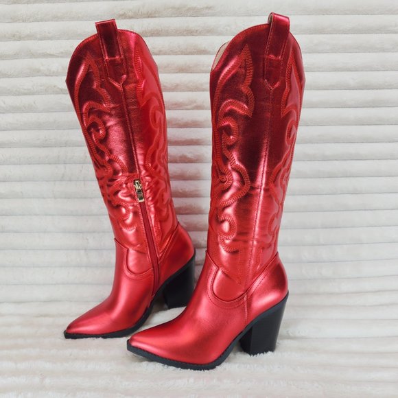 Berness Metallic Red Western Boots - Picture 9 of 16